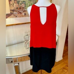 PARKER Crosby Colorblock Sleeveless Mini Dress Red & Black. Size S